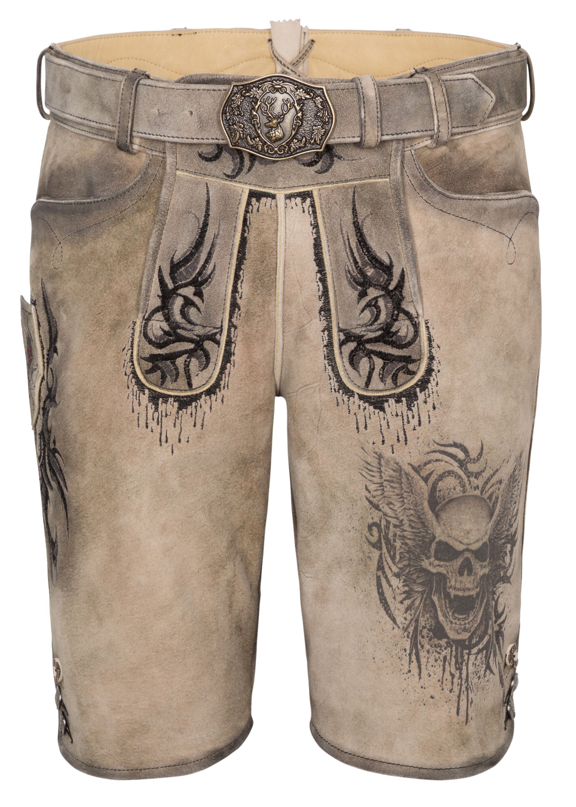 Spieth & Wensky Shorts Lederhose Hades mit Druck und Stickereien | Shorts