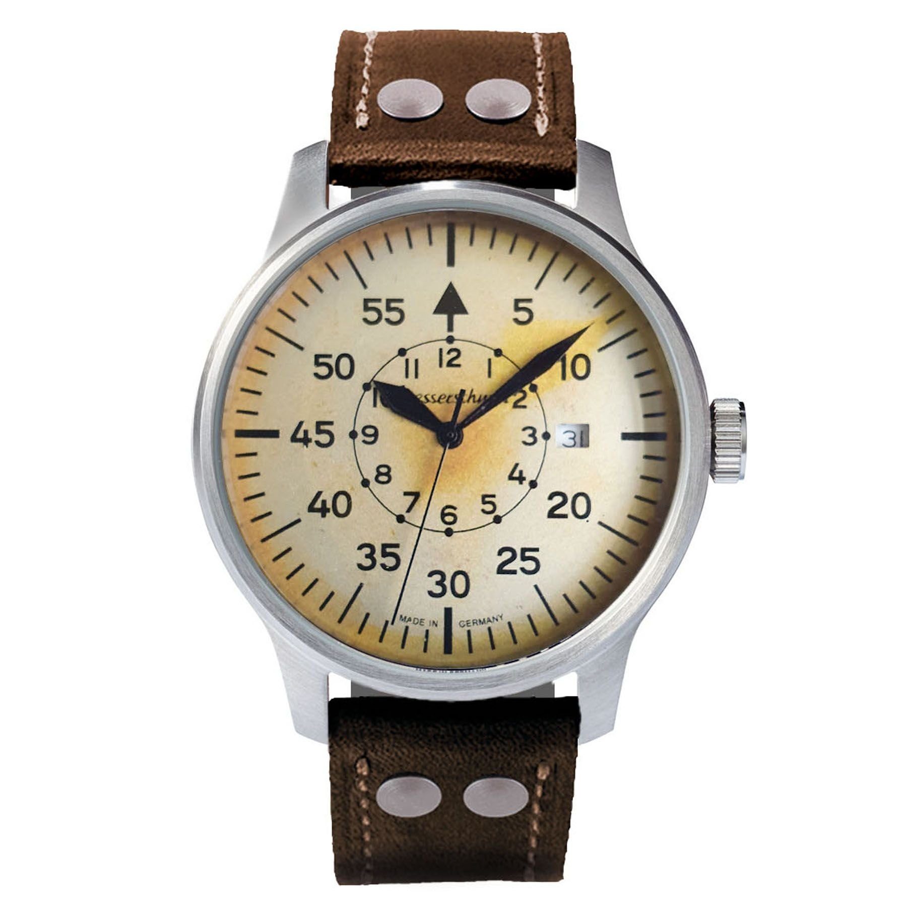 Messerschmitt Quarzuhr ME-42 Vintage-2, Typ B, Pilot Fliegeruhr Herren - Made in Germany