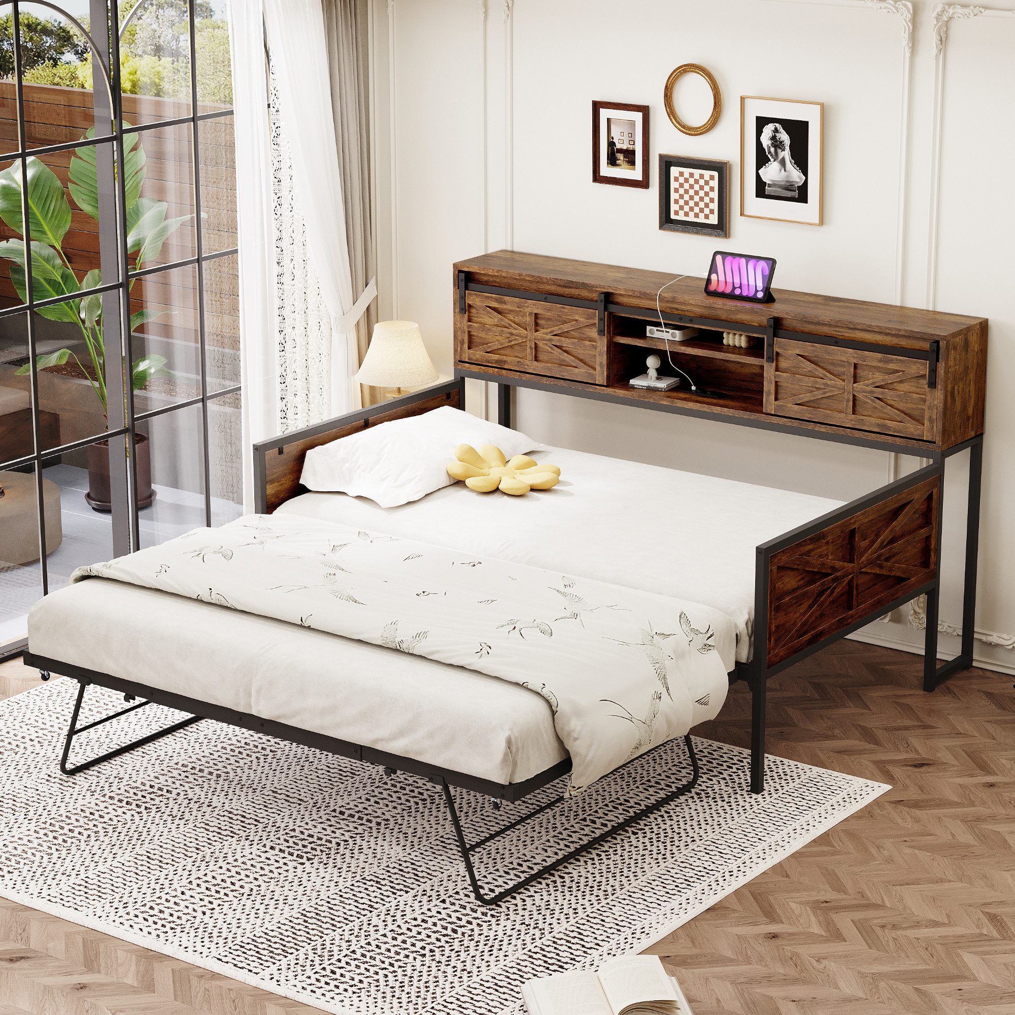 OKWISH Schlafsofa Metallbett Daybett, mit Ausziehbarem günstig online kaufen