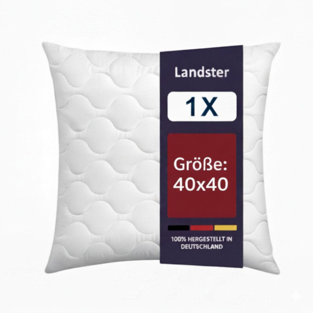 Landster Microfaserkissen Gestepptes kopfkissen 80x80, Bettkissen, Zierkissen, Seitenschläfer, Füllung: 100% Polyester, Rückenschläfer, Seitenschläfer, Bauchschläfer, Seitenschläfer,allergikerfreundlich,Atmungsaktiv, Made in Deutschland