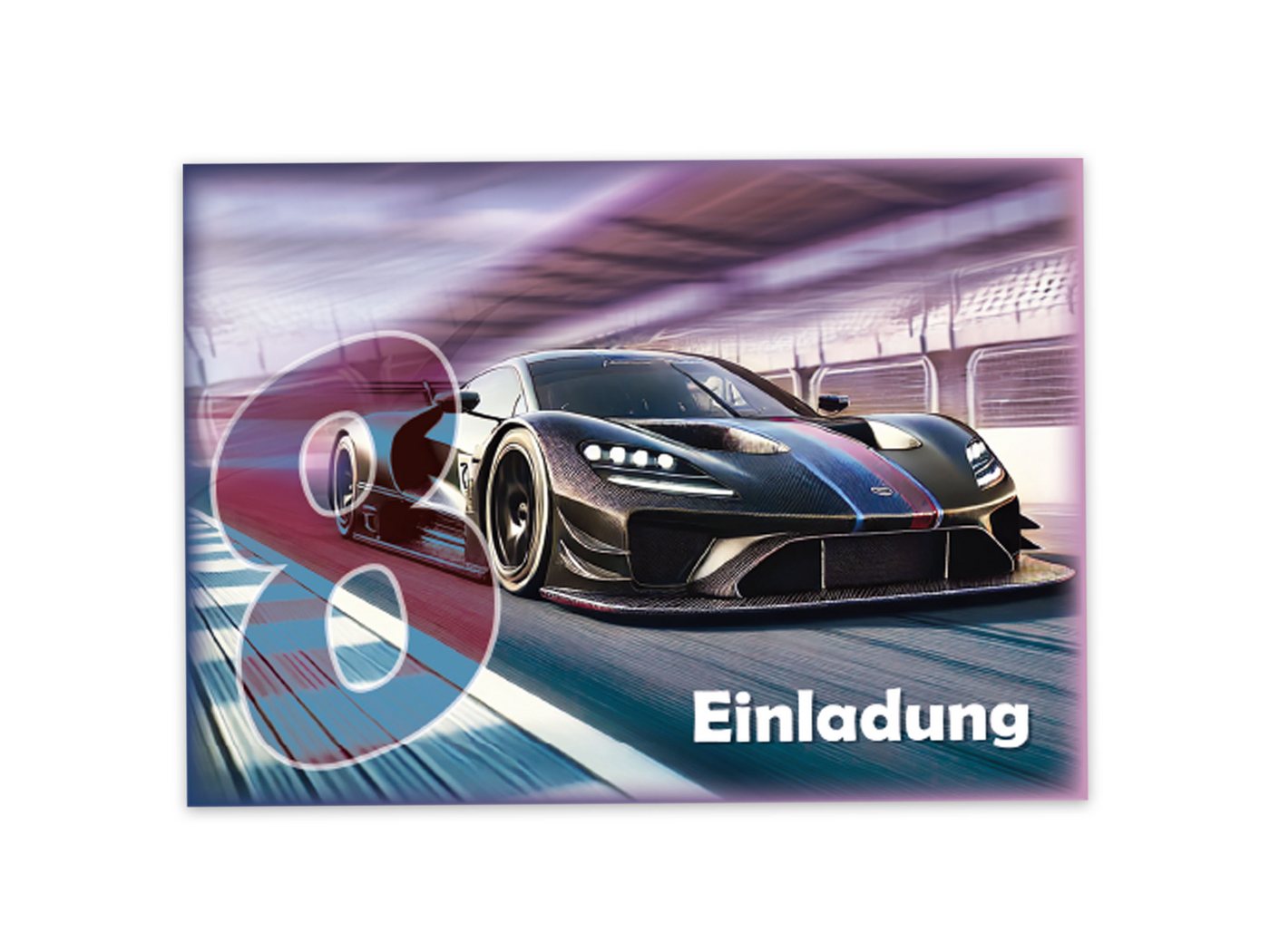 Thumbnail - LIMONIA Einladungskarten Auto zum 8. Kindergeburtstag Jungen Einladungen Rennauto car, Einladungskarten mit einem Auto M...
