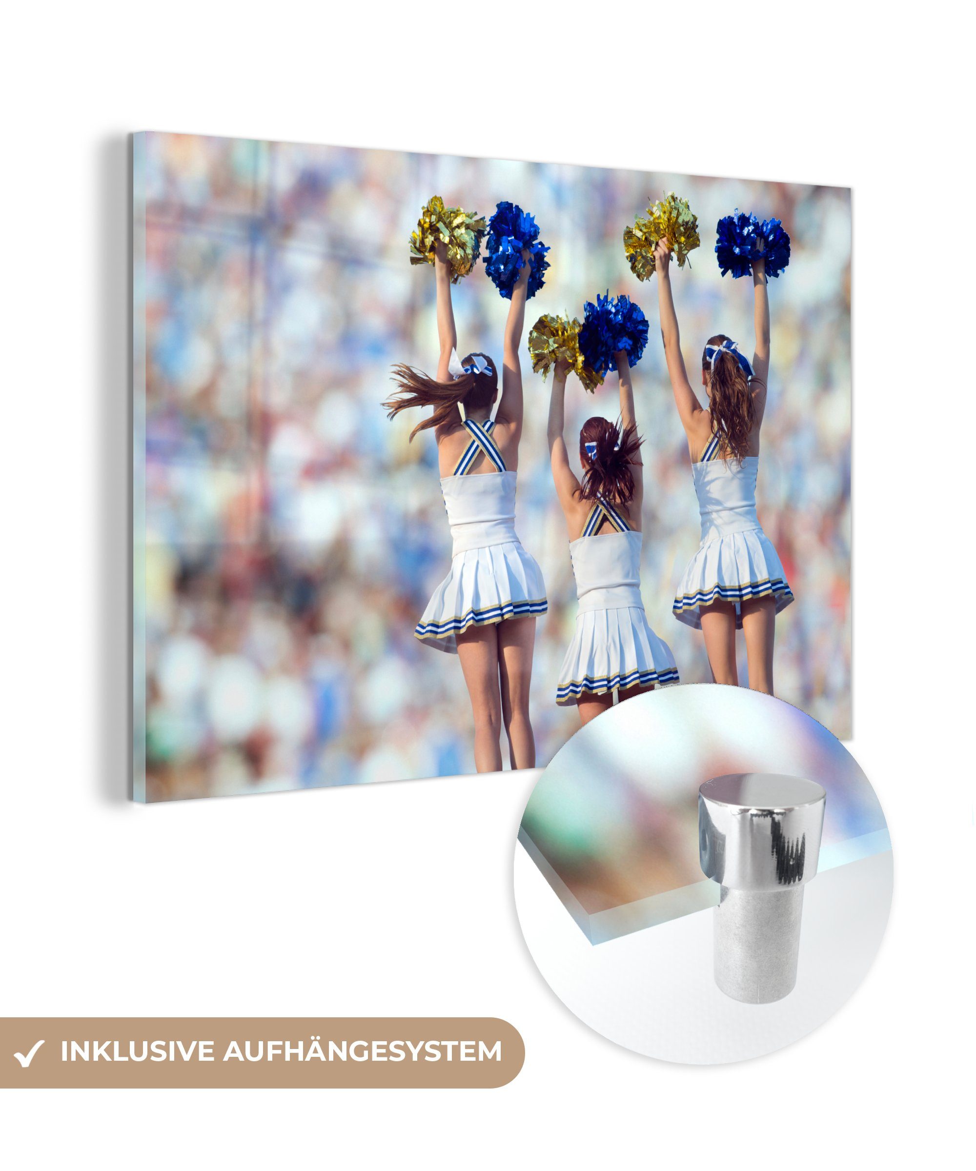 jugendliche Wohnzimmer ihren üben Stadion, (1 einem St), Acrylglasbild Drei Sport Acrylglasbilder & vollen Schlafzimmer MuchoWow in Cheerleader