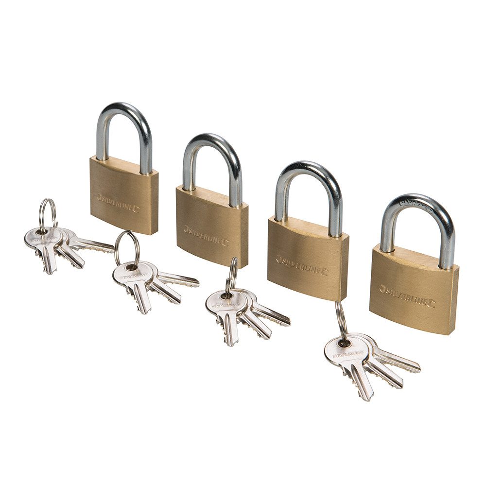 Produktbild von 4er Set Vorhängeschlösser 30 Mm Laminiertes Stahlgehäuse – Gleichschließend, Von WX