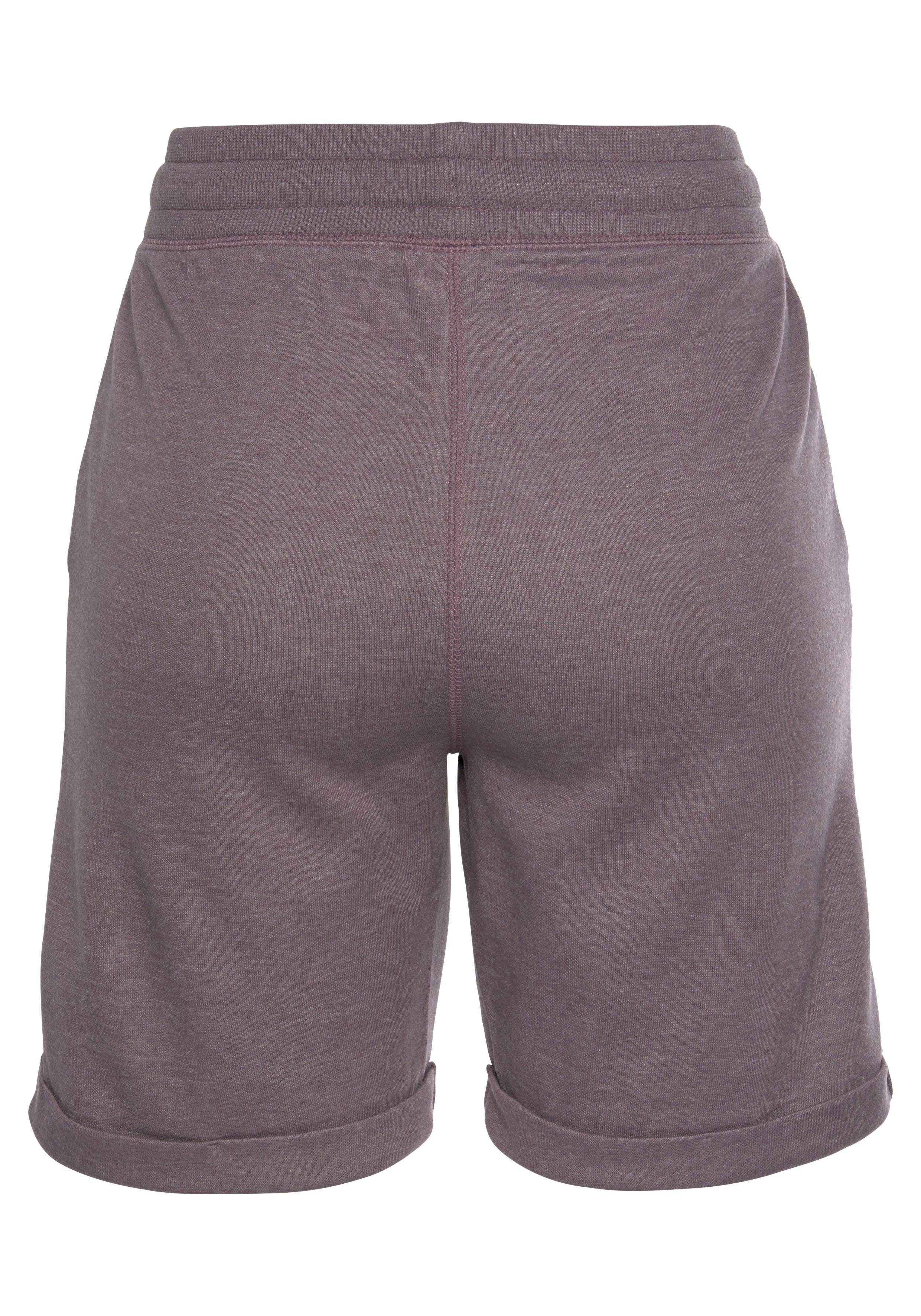 mauve-meliert und seitlichen mit aufgeschlagenen -kurze Sweathose Beinsäumen Loungewear Bench. Taschen Bermudas