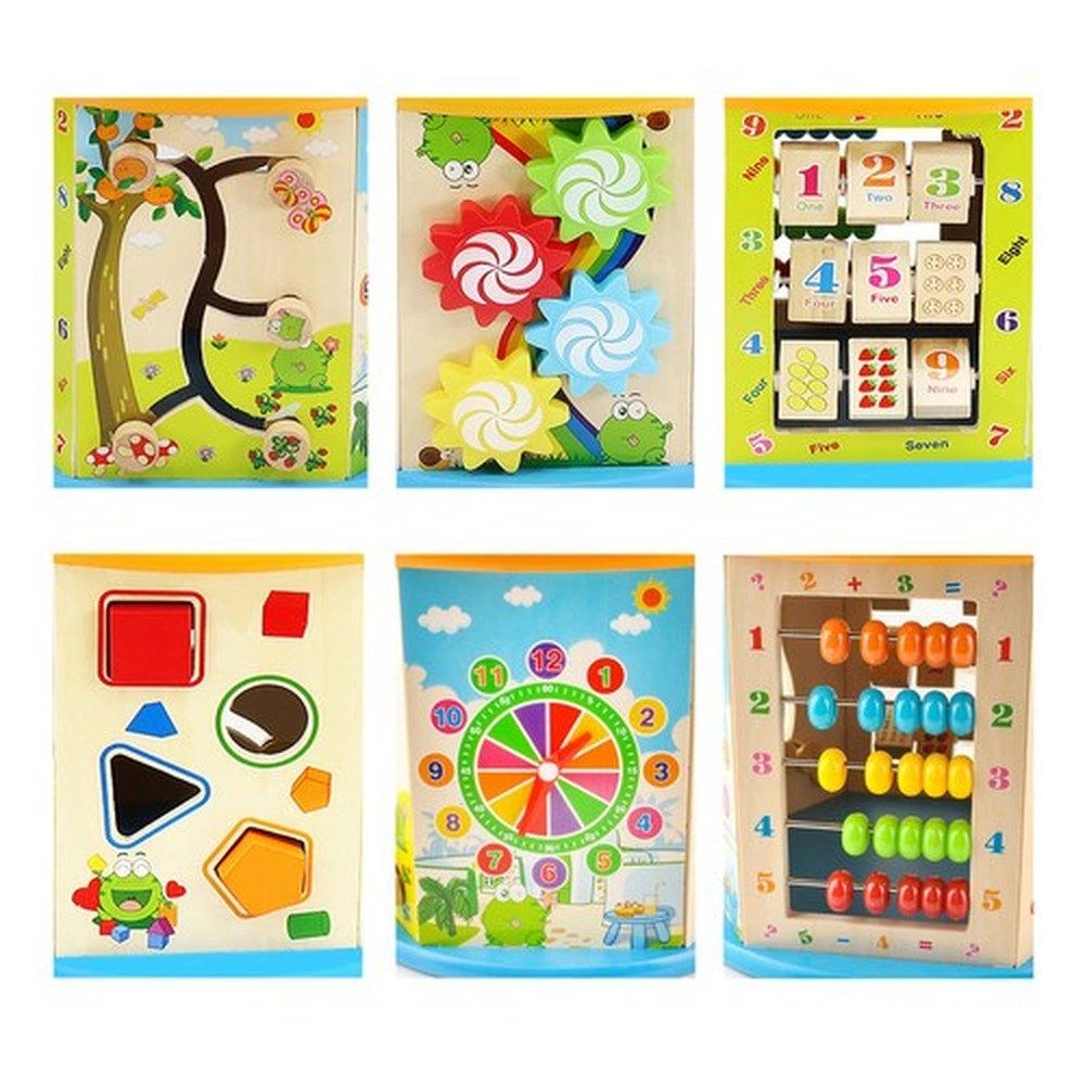 KRUZZEL Motorikwürfel Lernwürfel 8-in-1 Holzspielzeug, (Spar-Set), Trainiert Feinmotorik, Hand-Auge-Koordination und Konzentration