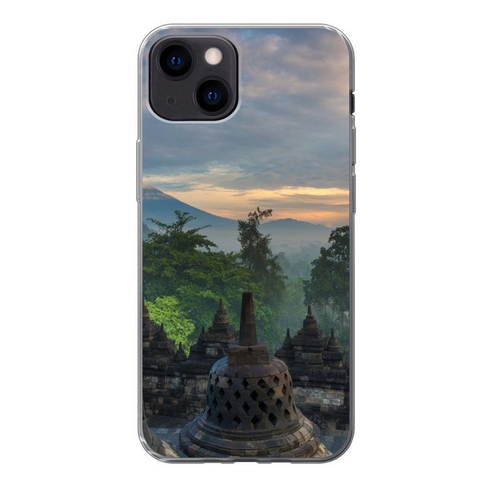 MuchoWow Handyhülle Sonnenaufgang am Borobudur-Tempel in Indonesien Handyhülle Apple iPhone 13 Smartphone-Bumper Print Handy
