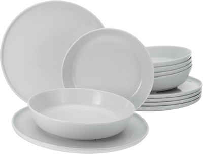 CreaTable Tafelservice Geschirr-Set Chef Collection (12-tlg), 6 Personen, Porzellan, Тарілки Set, weiß, nordisches Design, 12 Teile, für 6 Personen