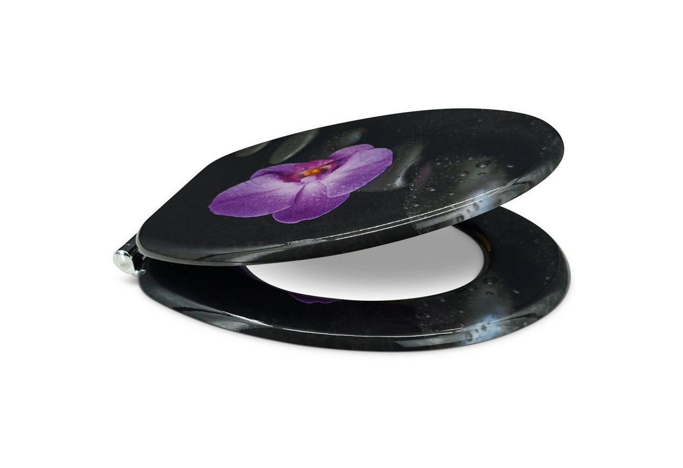 Thumbnail - Sanfino WC-Sitz "Way of Orchid" Premium Toilettendeckel mit Absenkautomatik aus Holz, mit schönem Blumen-Motiv, hohem Si...