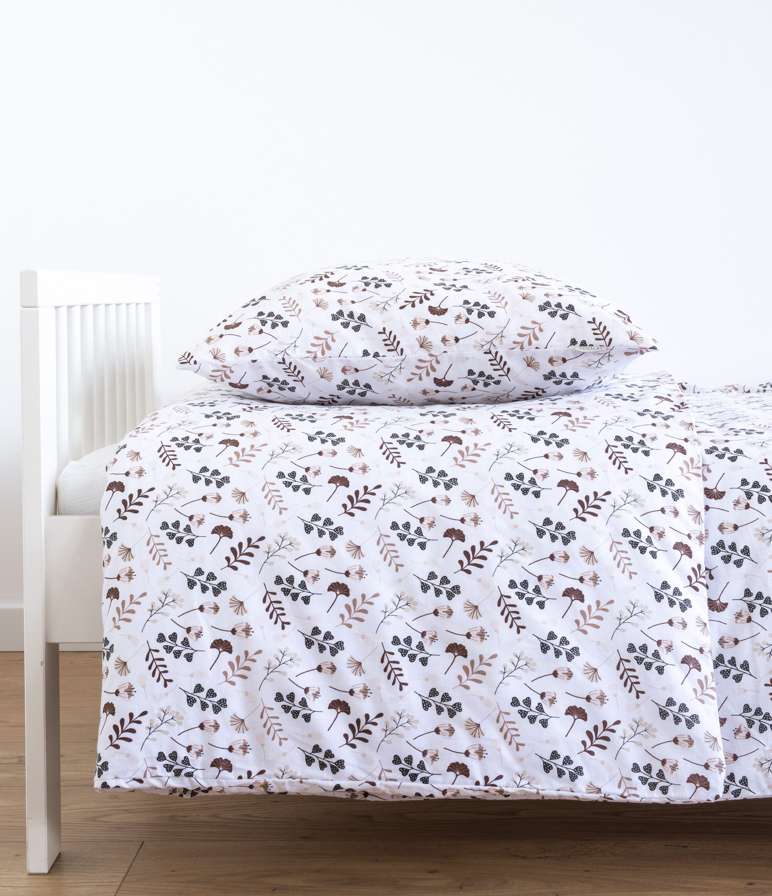 Bettwäsche Blumen BRAUN Bunt Babybettwäsche Kinderbettwäsche Jugendbettwäsche