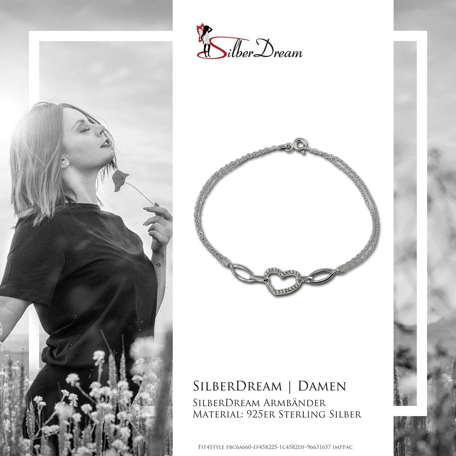 SilberDream Silberarmband SilberDream Armschmuck 19cm 925 Silber (Armband), Damen Armband (Herz) ca. 19cm, 925 Sterling Silber, Farbe: silber, wei