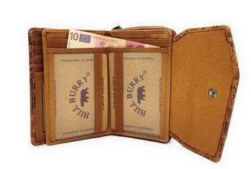 Hill Burry Geldbörse echt Leder Damen Portemonnaie mit RFID Schutz, Reißverschlussmünzfach, florale Prägung, umfangreiche Ausstattung
