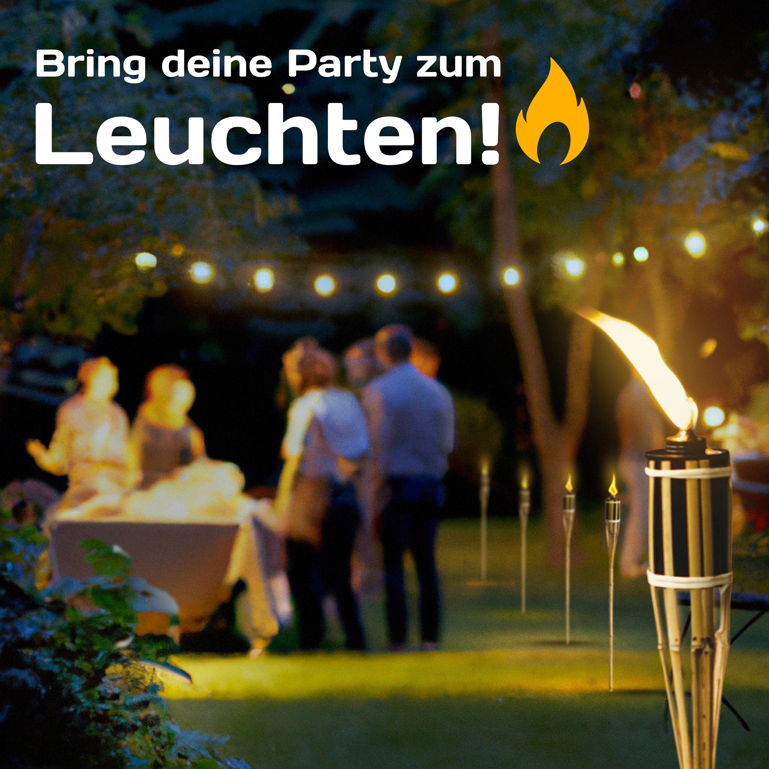 extra Brenndauer für Feuer, Dochte Deko Garten, Nachfüllbar cm Gartenfackel Öl Party Mit Praknu Fackeln - - - Draußen Natur Gartenfackeln Lange 10 10 Bambus 90