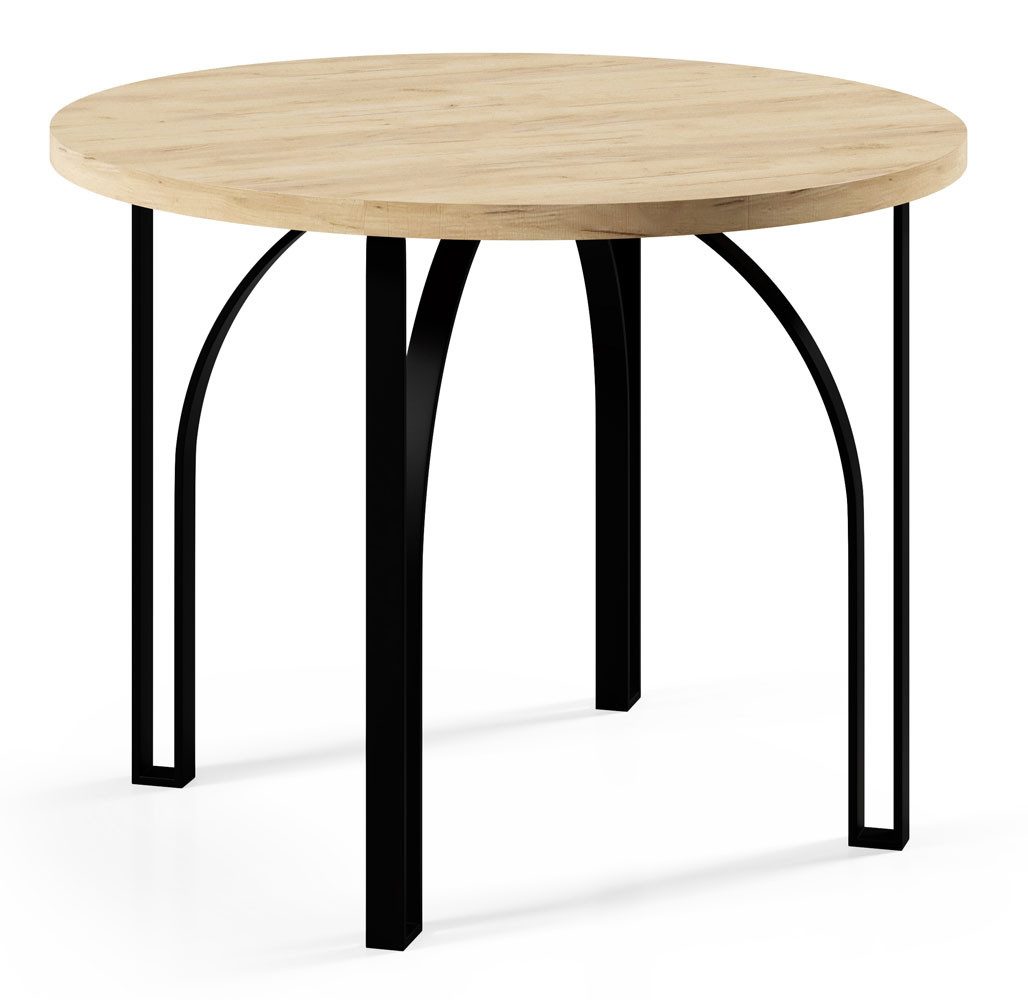 Feldmann-Wohnen Esstisch Nastro (mit 2 Erweiterungsstücken und Metallgestell, 1-St., moderne Optik, Tischplatte rund ausziehbar), 120 / 196cm ausziehbar Pietra Grigia Schwarz