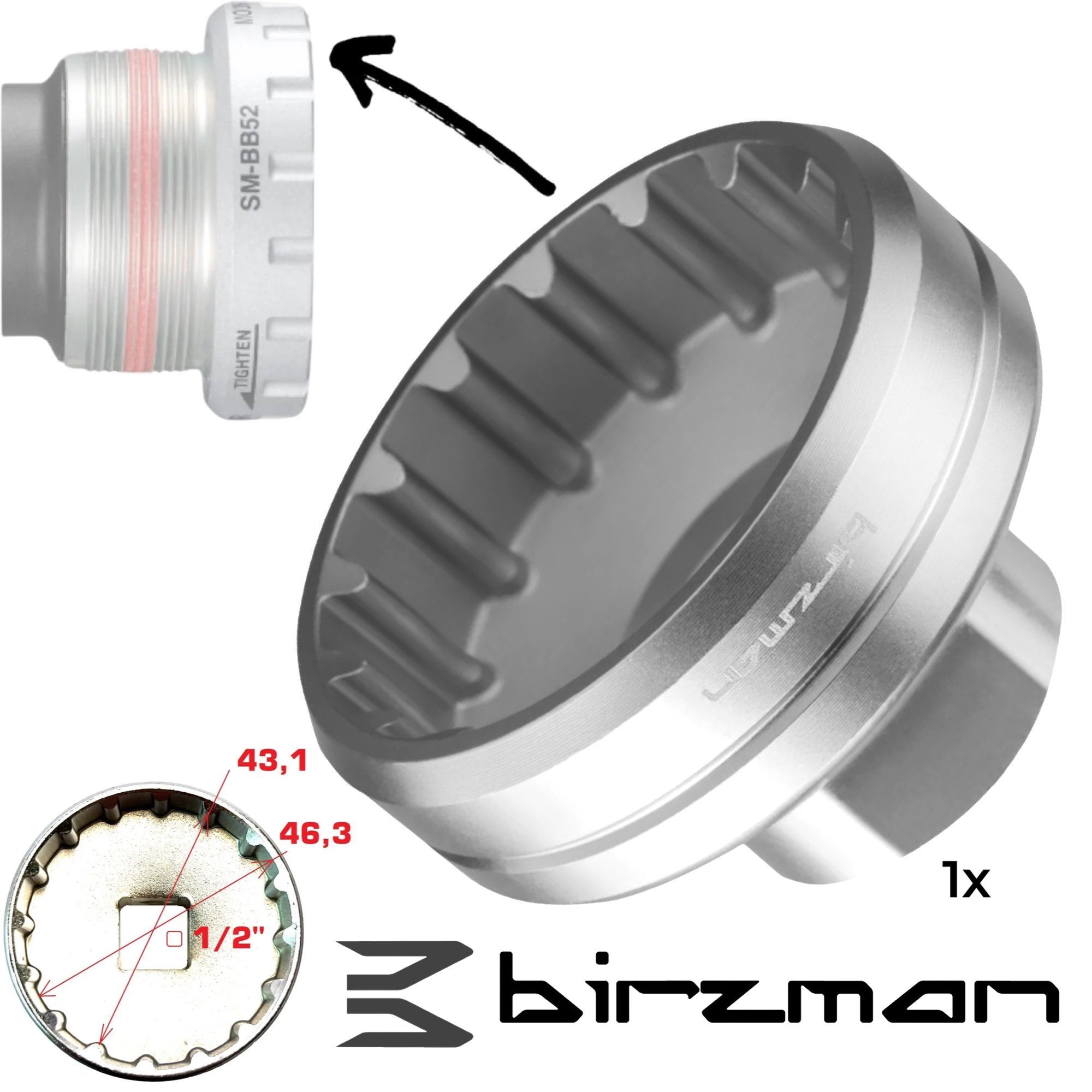 Birzman Fahrrad-Montageständer Birzman BB Innenlagerschlüssel Tretlager Nuss für Hollowtech II