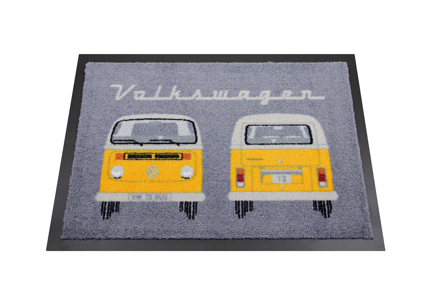 Fußmatte Volkswagen Türvorleger im VW Bulli T2 Design, VW Collection by BRISA, Rechteckig, Höhe: 7 mm, In- und Outdoor, Waschbar Front & Heck/Orange | Fußmatten