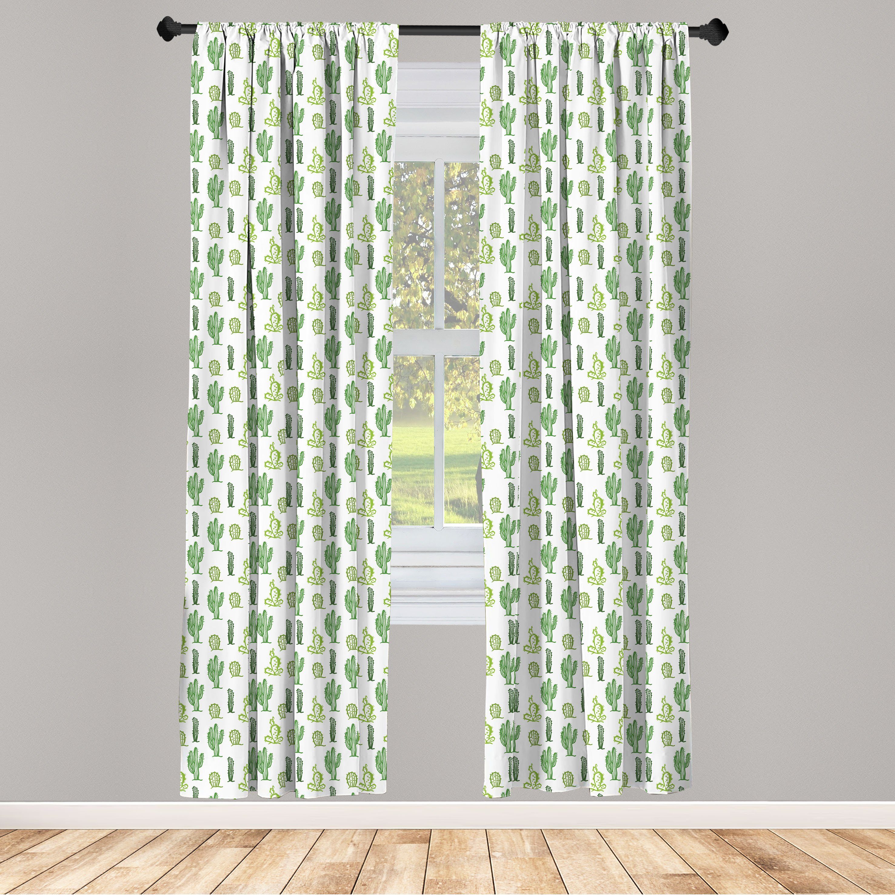 Gardine Vorhang für Wohnzimmer Schlafzimmer Dekor, Abakuhaus, Microfaser, Kaktus Cartoon Doodle Flora