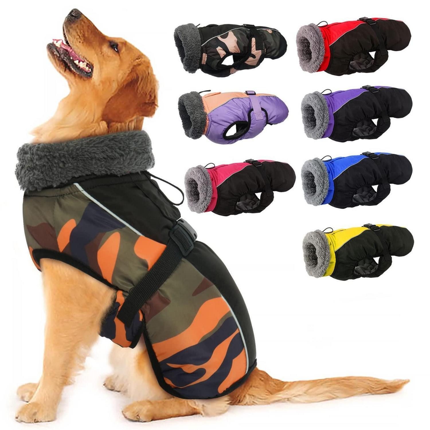 LuxusKollektion Hundemantel Hundemantel Winter Orange-camo Fleece