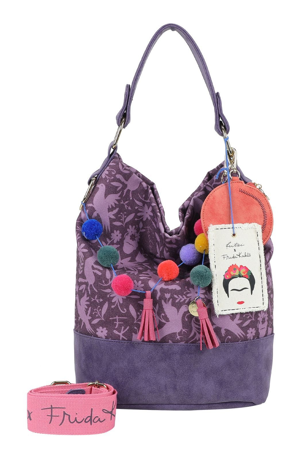 Fritzi aus Preußen Schultertasche Fritzi x Frida Kahlo Limited Canvas Hobo Bag (Set, 2-tlg)