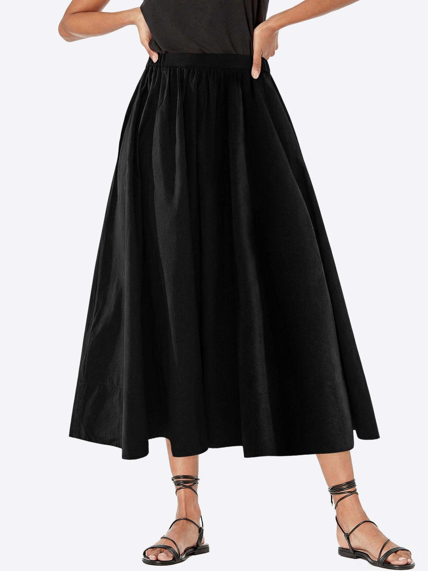 Imily Bela Midirock Damen Elastischer Hochtaillierter Boho-Rock (Packung, 1-tlg., 1per-Pack) mit Taschen