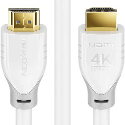 deleyCON »deleyCON 10m HDMI UHD 4K@60Hz YUV 4:2:0 HDCP 2.2 3D ARC Dolby ATMOS Weiß« HDMI-Kabel