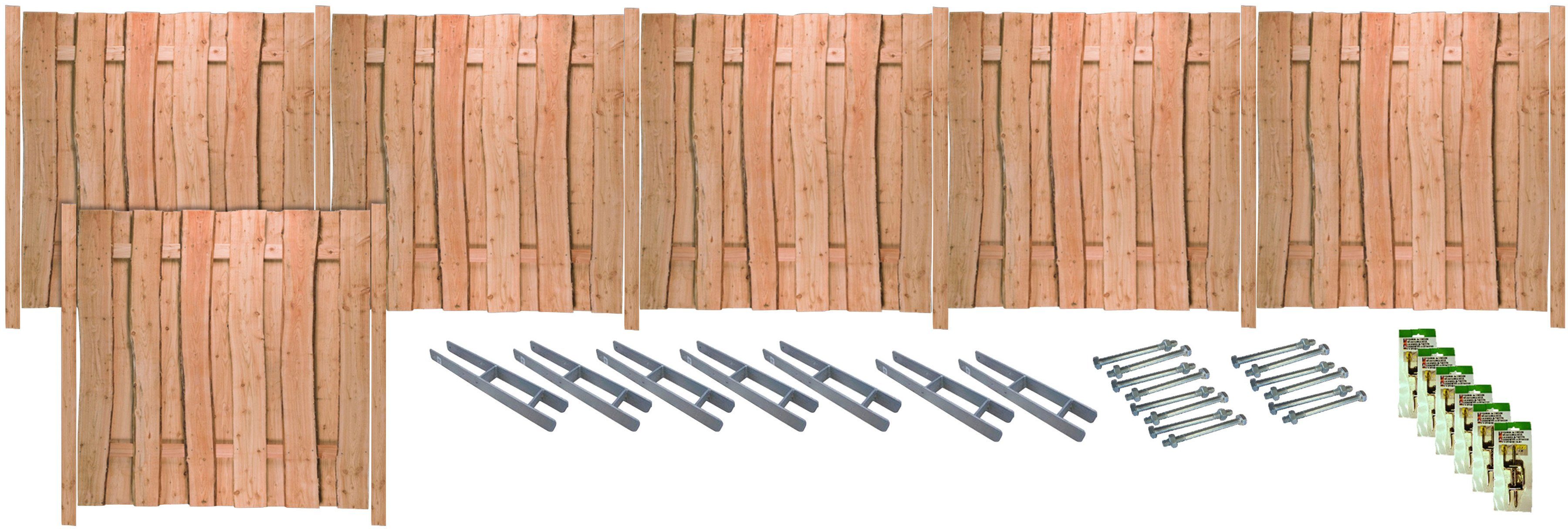 Tetzner & Jentzsch Sichtschutzelement LAKEWOOD 4, (Set), Rustikale Optik dank Применитьung aus Bonanzabohlen