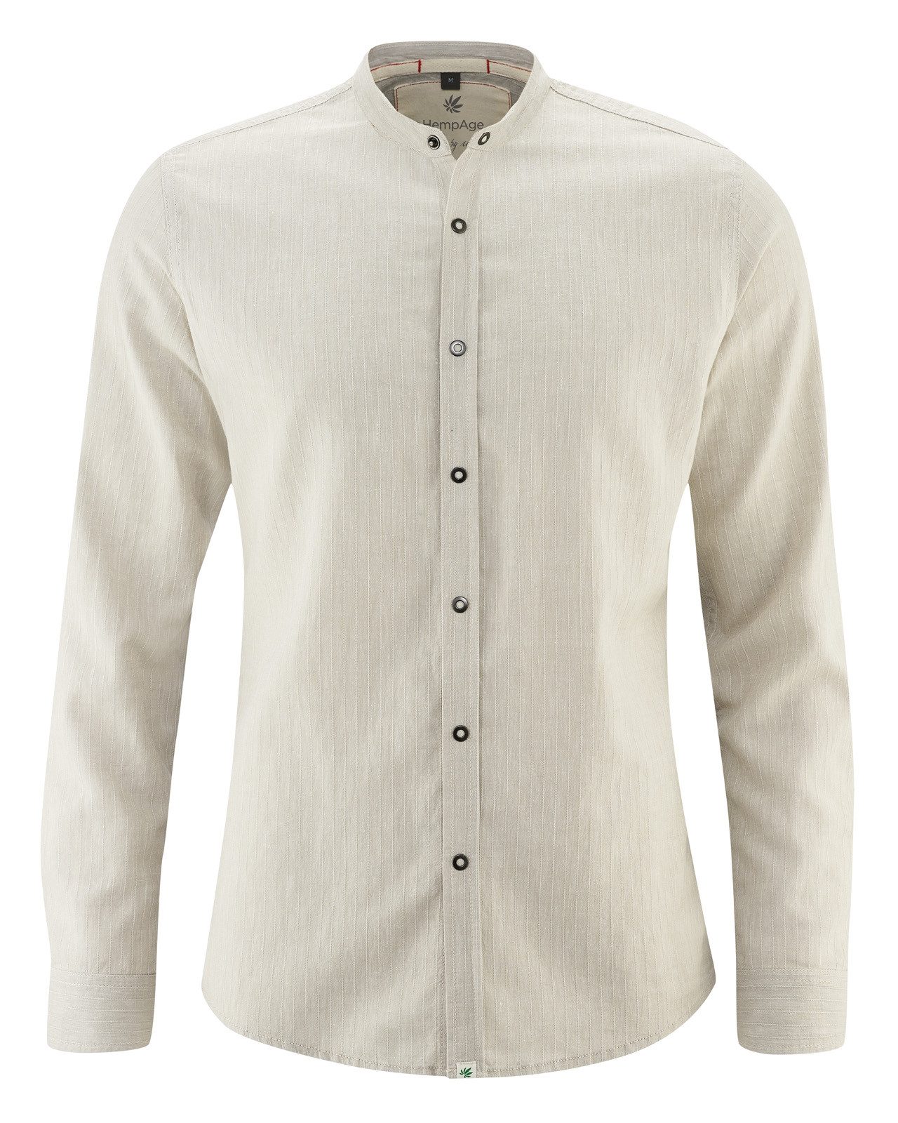 Langarmhemd Leichtes Stehkragenhemd aus Hanf/Biobaumwolle - Slim Fit