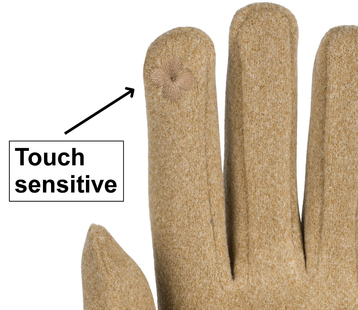 Teddyfell styleBREAKER Fleecehandschuhe Touchscreen Handschuhe Camel
