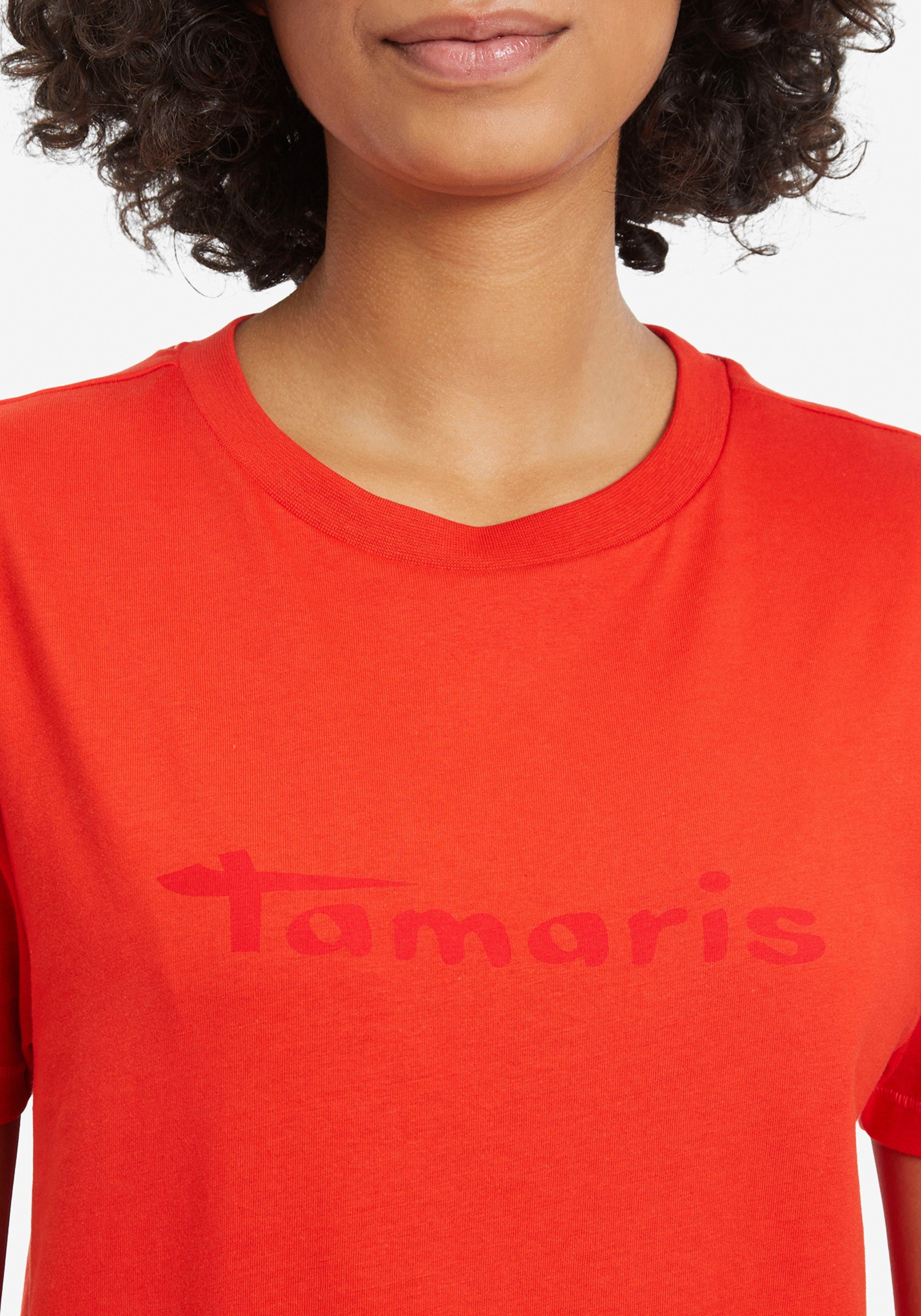 - mit fiery Tamaris red T-Shirt NEUE Rundhalsausschnitt KOLLEKTION