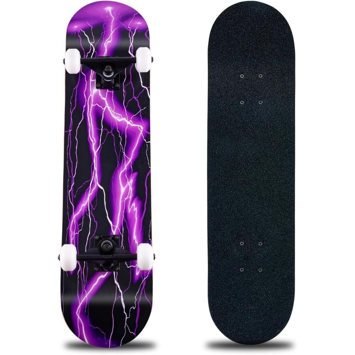 LuxusKollektion Skateboard Skateboard 31x8Zoll 8lag Ahornholz ABEC11 95A Rollen Violet