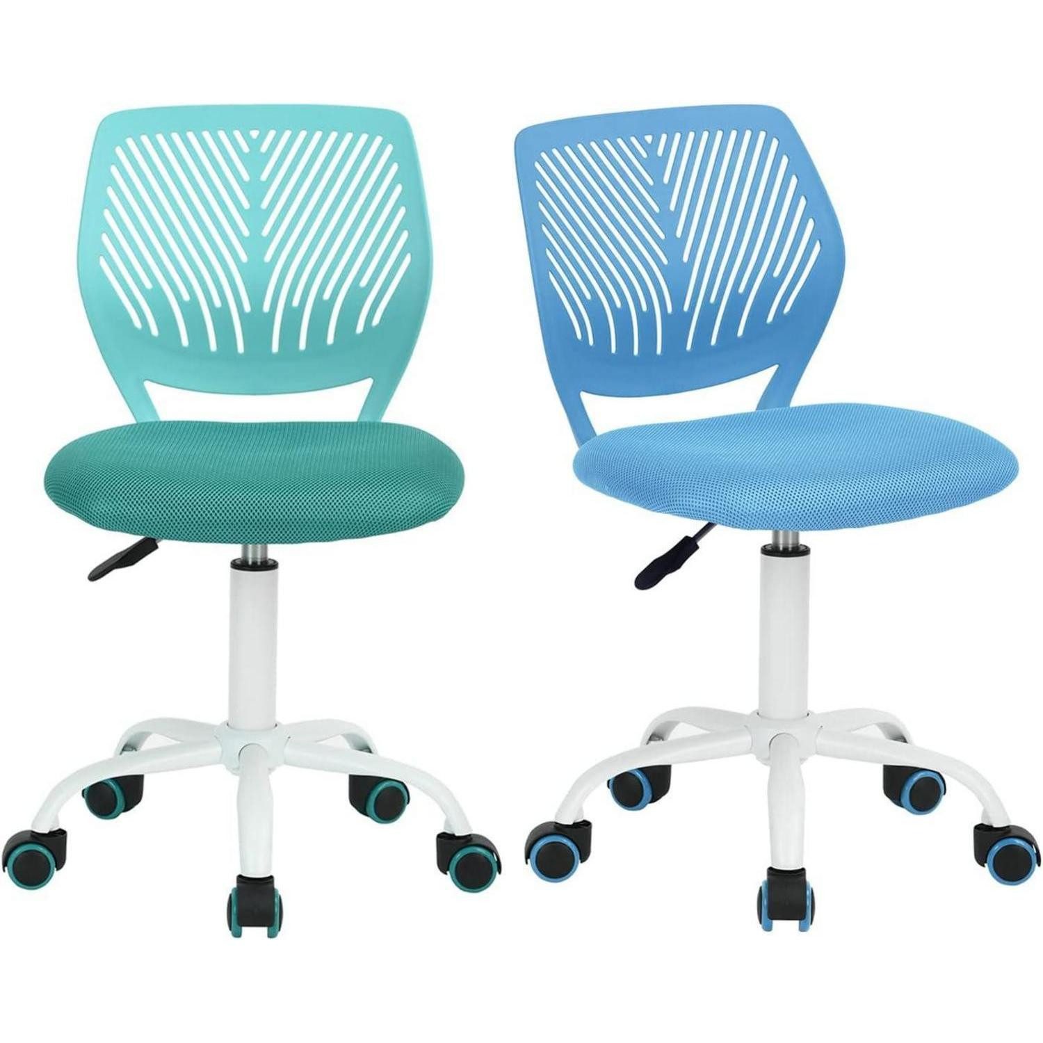 LuxusKollektion Schreibtischstuhl Schreibtischstuhl Drehstuhl 2er Set Stoffsitz Blau und Türkis