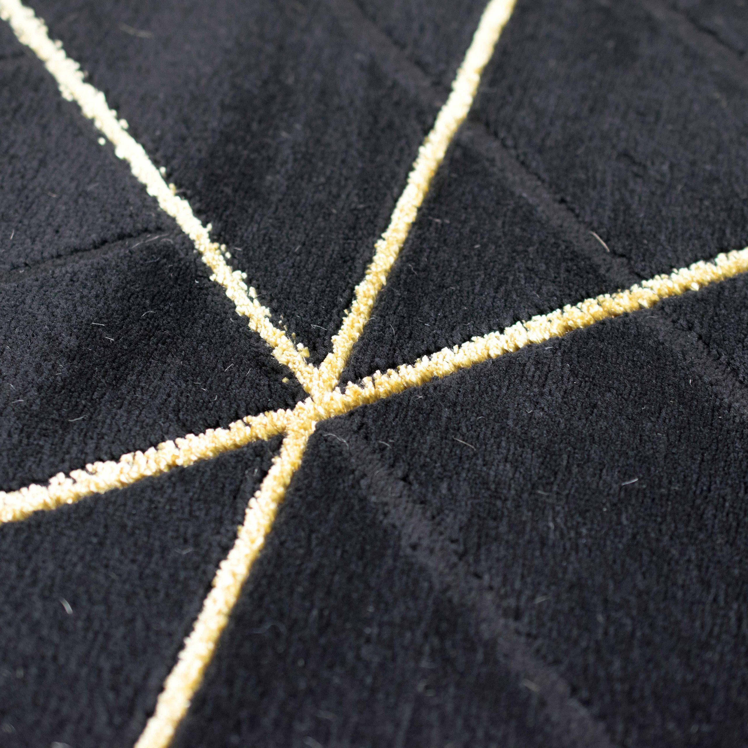 TeppichHome24 Teppich Teppich modern geometrisches Muster in schwarz gold, rechteckig – Bild 5 von 5