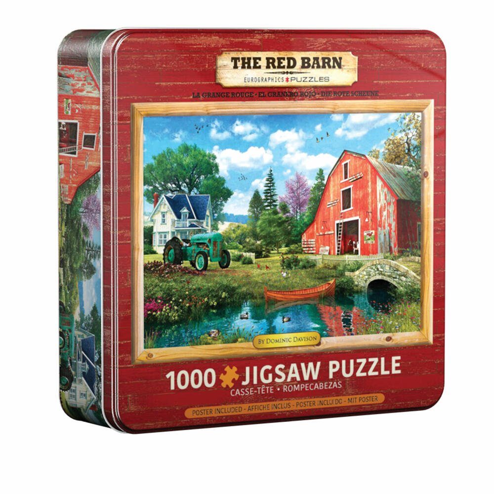 EUROGRAPHICS Puzzle Dominic Die Puzzledose, 1000 rote in Scheune Davison - Puzzleteile
