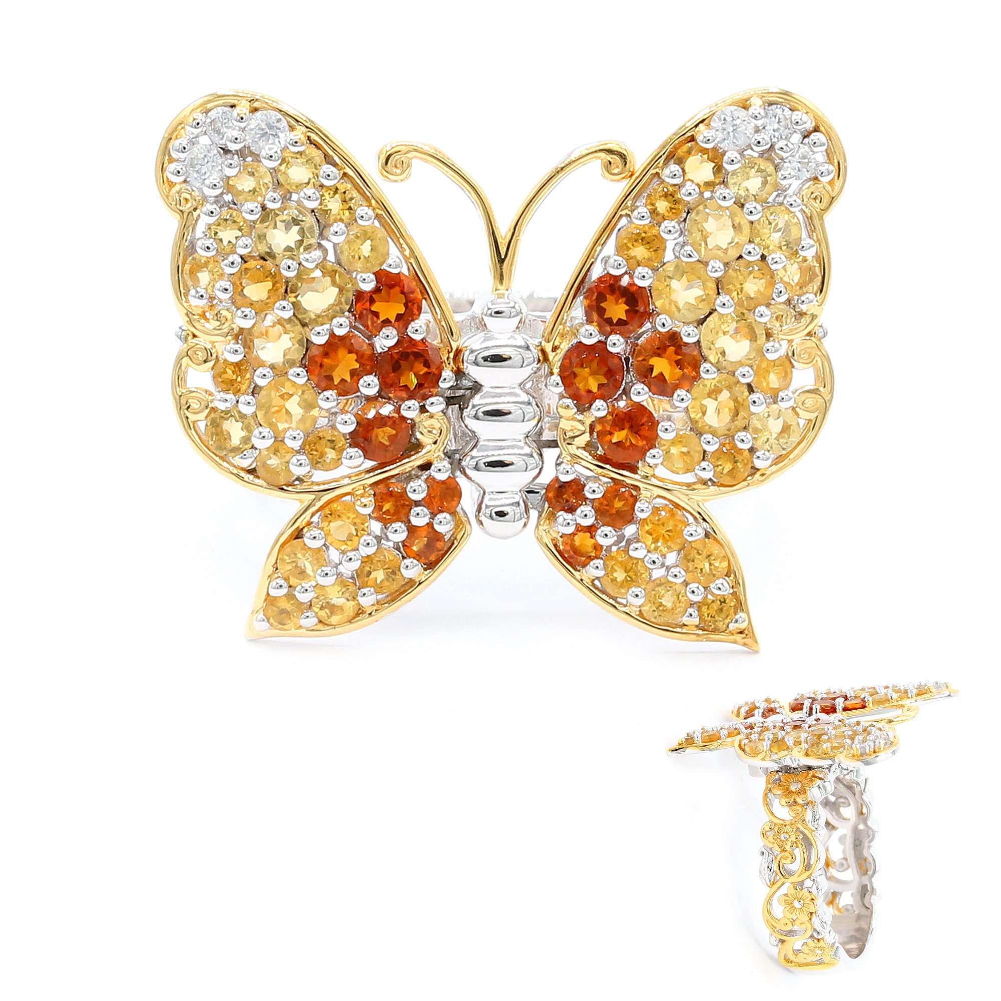Cavill Silberring Cavill Ring 925 Sterlingsilber, 2,20 ct Citrin & Zirkon, Schmetterling (1-tlg)