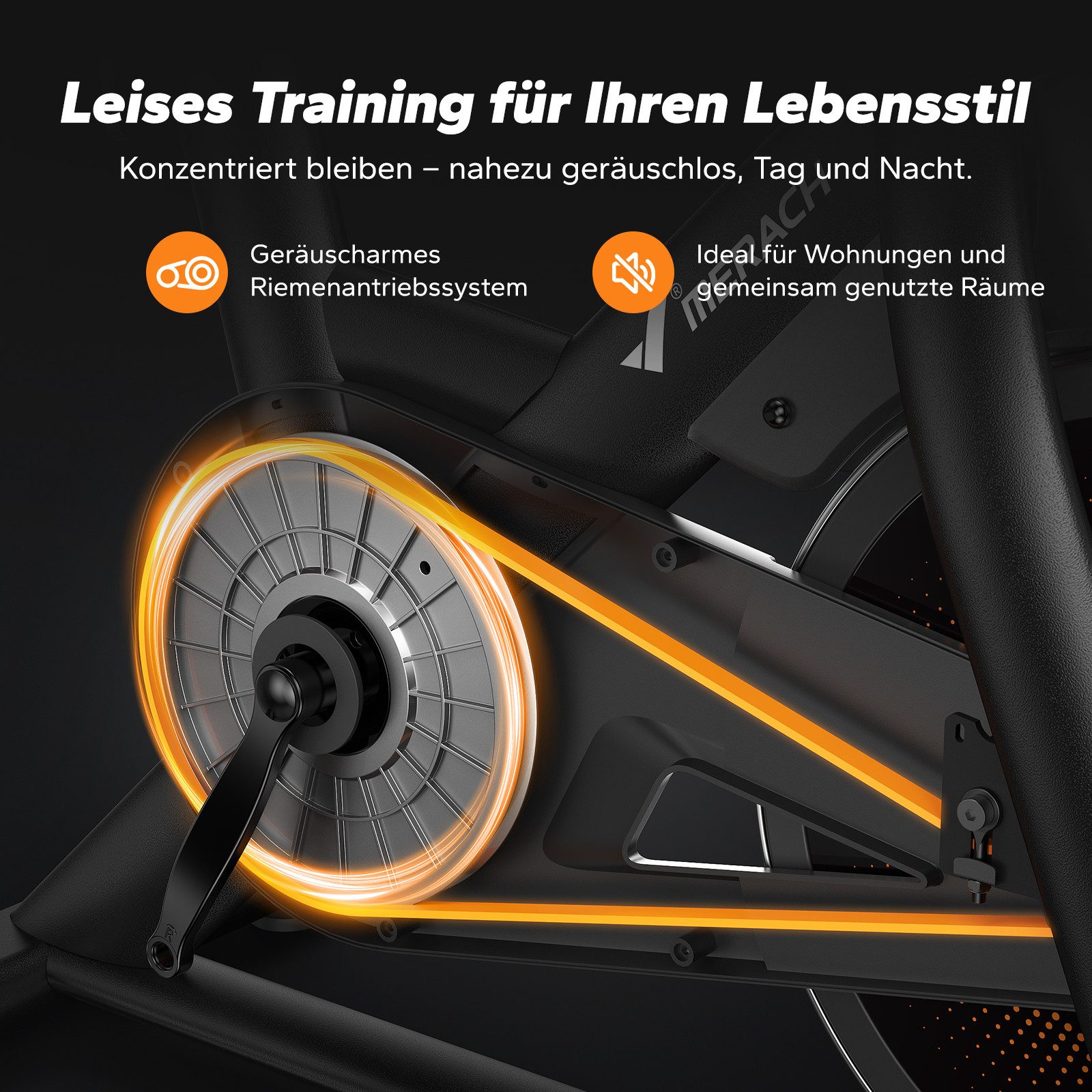 MERACH Heimtrainer für Zuhause, Fitnessbike mit LCD-Display bis 158 KG (Fahrradtrainer mit Tablet-Halter, Bluetooth, eigener App, 1-tlg., 10 kg Schwungrad, Stat – Bild 4 von 5