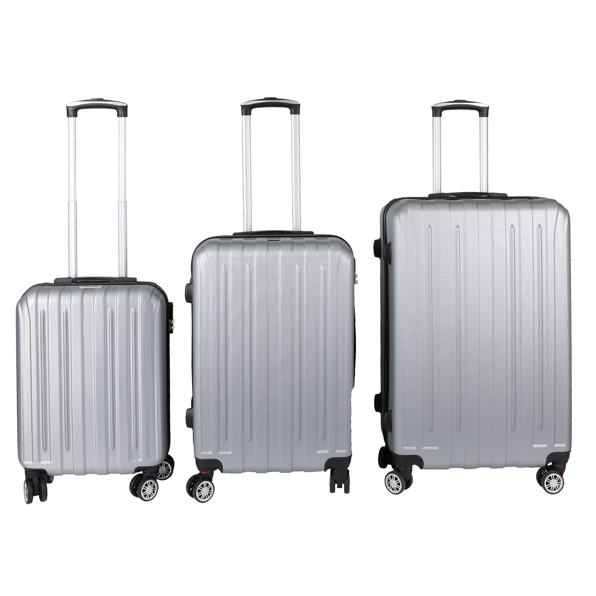 Home4Living Hartschalen-Trolley Koffer Reisekoffer Hartschalenkoffer silber S, M, L, 4 Rollen, Teleskopgriff