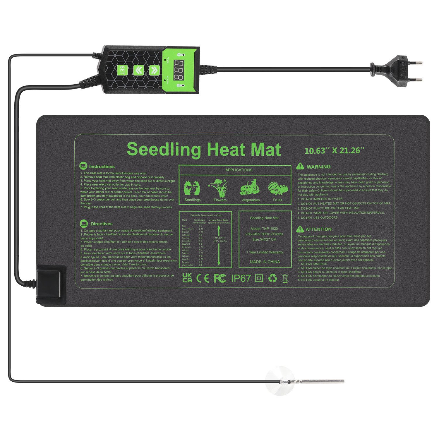 Clanmacy Heizmatten Heizmatte Thermostat Zimmergewächshaus Pflanzen Sämling günstig online kaufen
