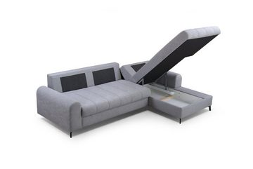 MOEBLO Ecksofa DELICE, Eckcouch mit Bettfunktion Couch L-Form Polstergarnitur Wohnlandschaft Polstersofa mit Ottomane Couchgranitur Sofa, mit Schlaffunktion und Bettkasten, - (BxHxT): 252x88x168 cm