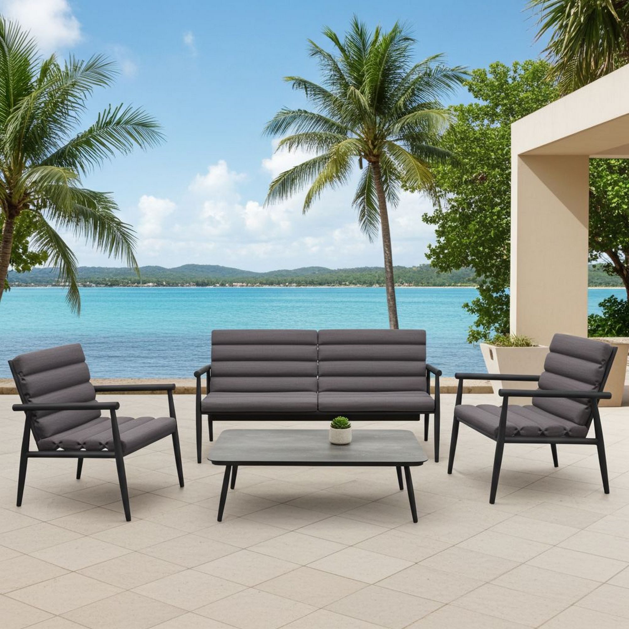 Lesli Living Gartenlounge-Set Lesli Living Lounge-Set "Harper Stone" anthrazit/grau