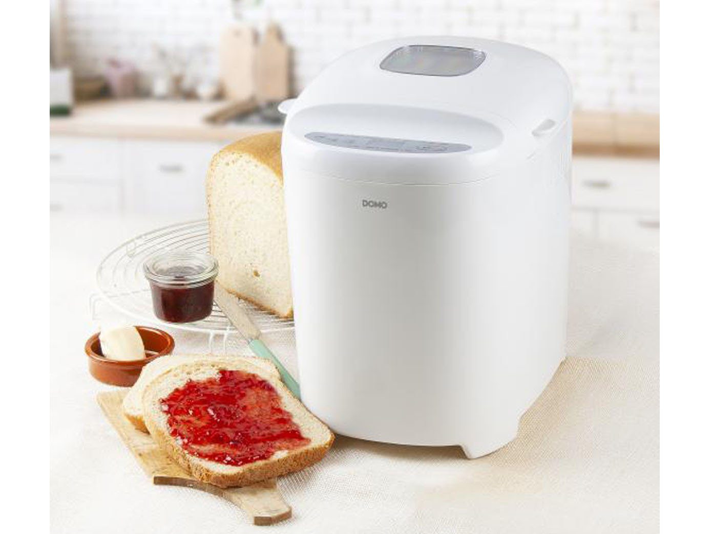 Domo Brotbackautomat, 11 Programme, 550 W, Backmaschine für zahlreiche  Brot-Sorten, Pizzateig, glutenfreies Brot