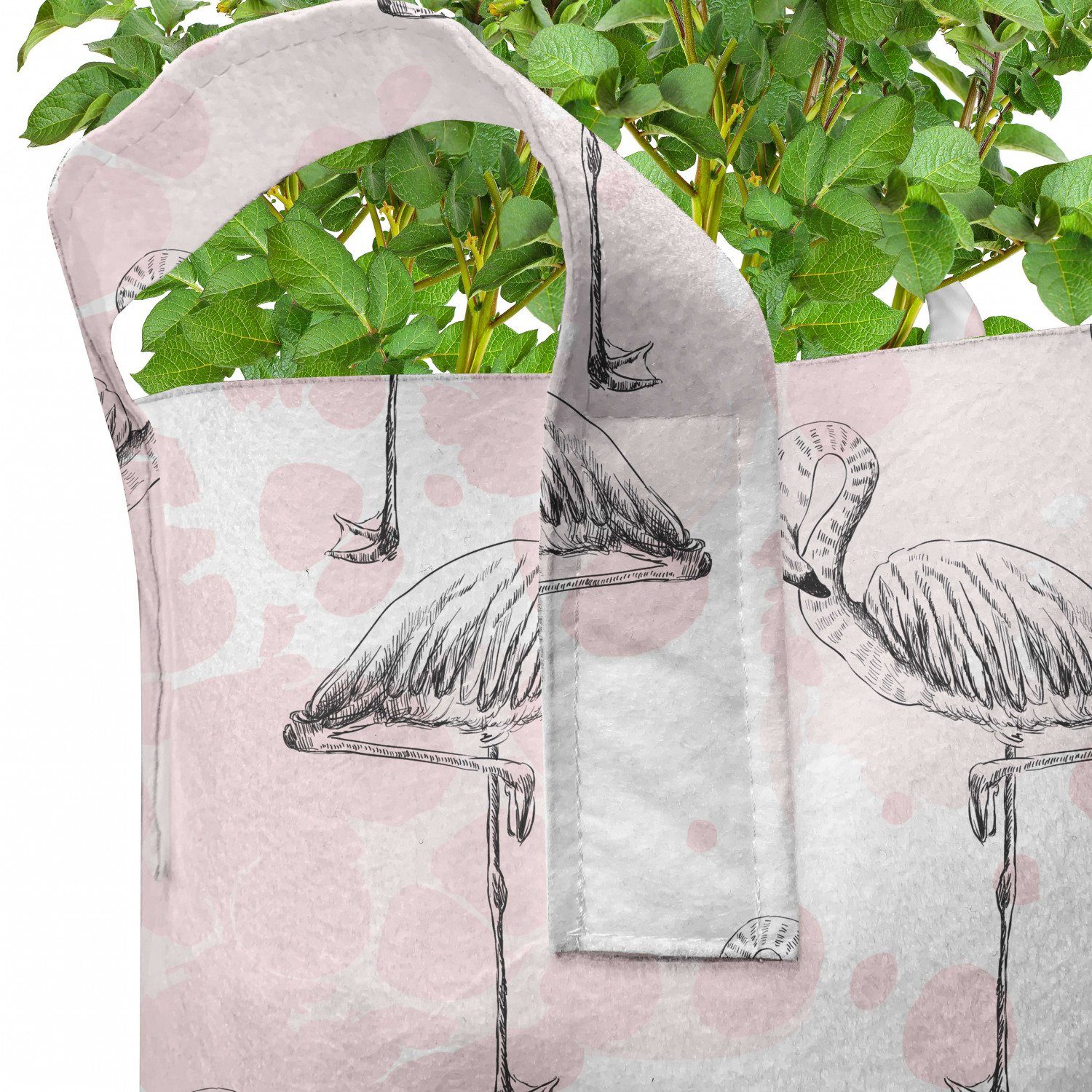 mit Valentines Pflanzkübel Herz-Liebe Flamingo Griffen Stofftöpfe Pflanzen, Abakuhaus für hochleistungsfähig