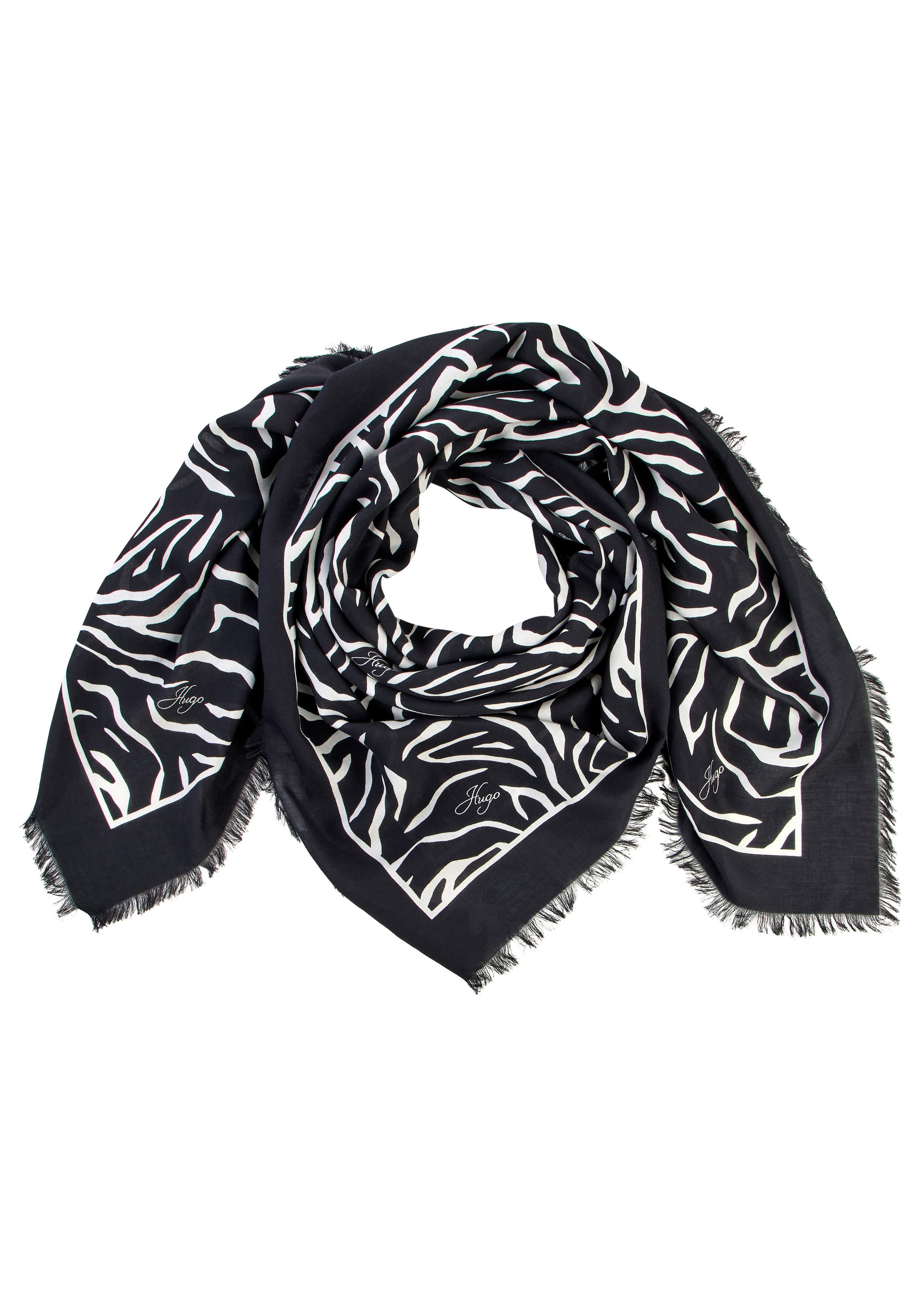 HUGO Schal Alycia 120*120, mit HUGO-Logodrucken
