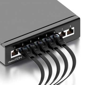 deleyCON 5x 0,5m CAT6 Flaches Netzwerkkabel 1,5mm Flachbandkabel U-UTP RJ45 LAN-Kabel