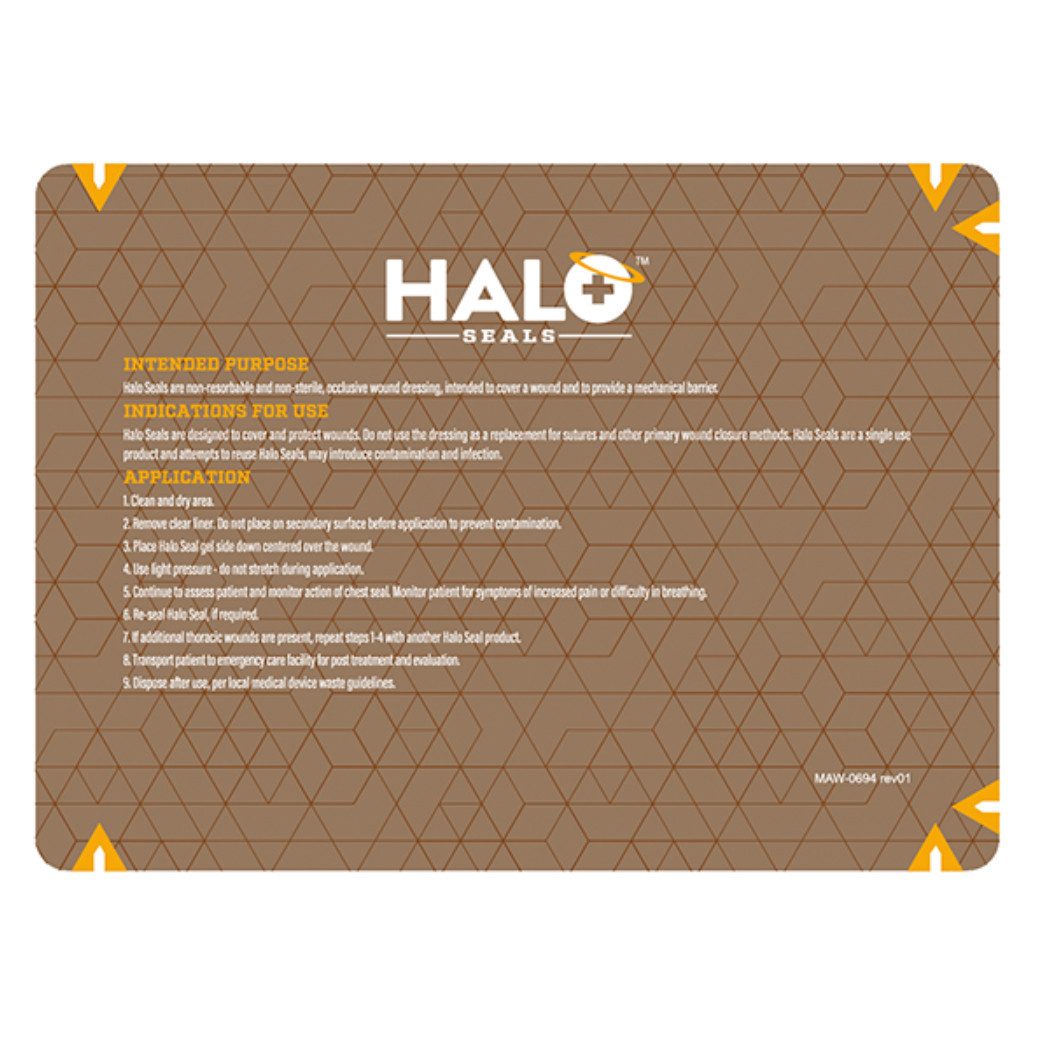 DocMed Erste-Hilfe-Set Halo Seal Chest Seal, (Tactical Trauma Kit, 2 St), Haltbarkeit von 6 Jahren, Klebende Hydrogelschicht