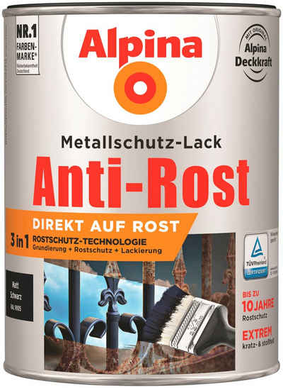 Alpina Metallschutzlack »Anti-Rost«, matt, 2,5 Liter für ca. 14 m² bei 2 Anstrichen