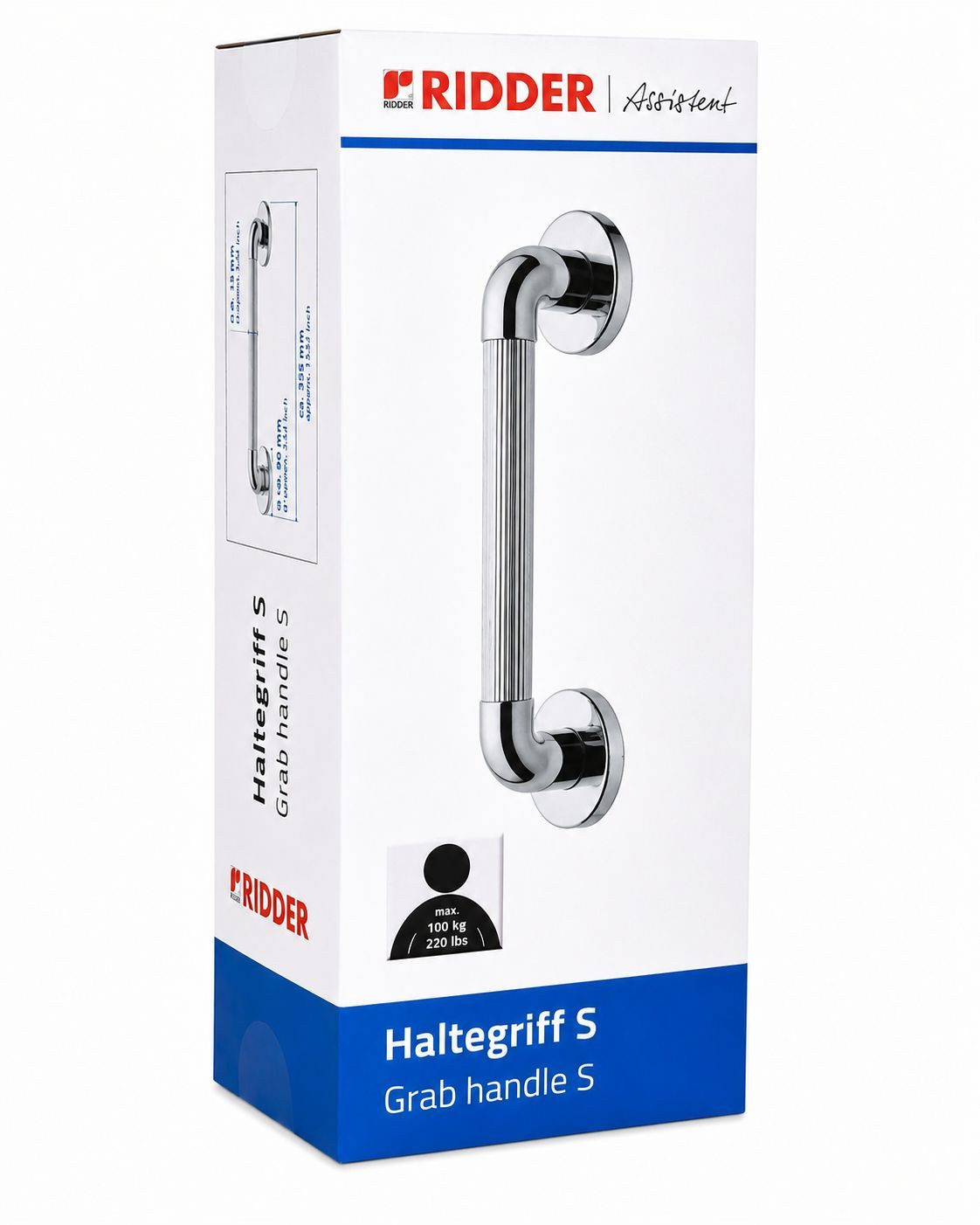 Ridder Badewannengriff Ridder Haltegriff für Bad Dusche Badewanne bis max. 100 kg Silber, belastbar bis 100 kg, sicherer Halt im Nassraum