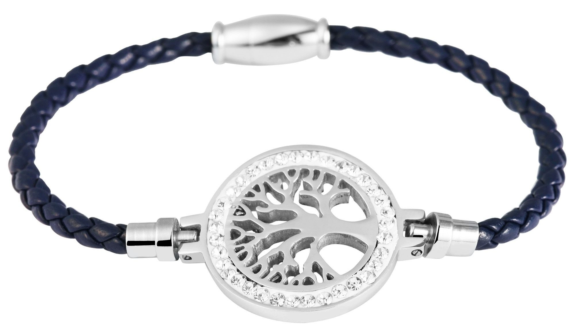 Adelia´s Armband Armband – Lebensbaum aus Leder mit Strass Steinchen 18 cm, Ideal als Geschenk für besondere Anlässe