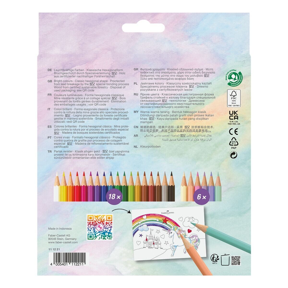 Faber-Castell Buntstift Classic Colour Einhorn Edition, (24-tlg), inkl. Einhorn Sticker