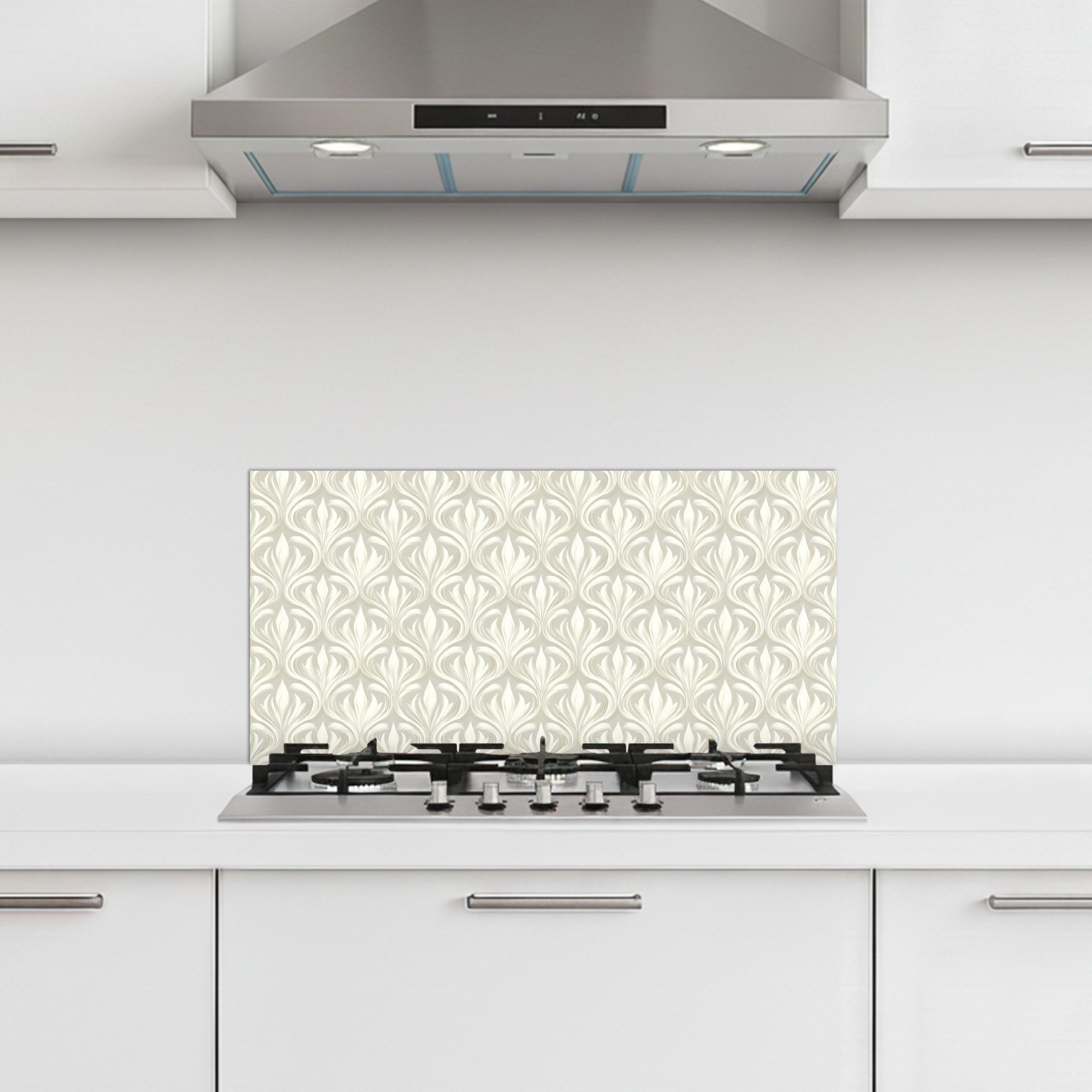 KitchenYeah Küchenrückwand selbstklebend (keine Folie) Barock - Muster - Beige, (1-tlg), Küchenrückwand, Spritzschutz, Kitchen, 60x30 cm