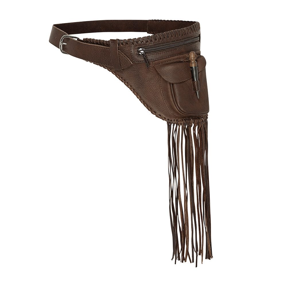 Stars & Stripes Gürteltasche Sakima, Hüfttasche mit Fransen aus robustem Rindsleder