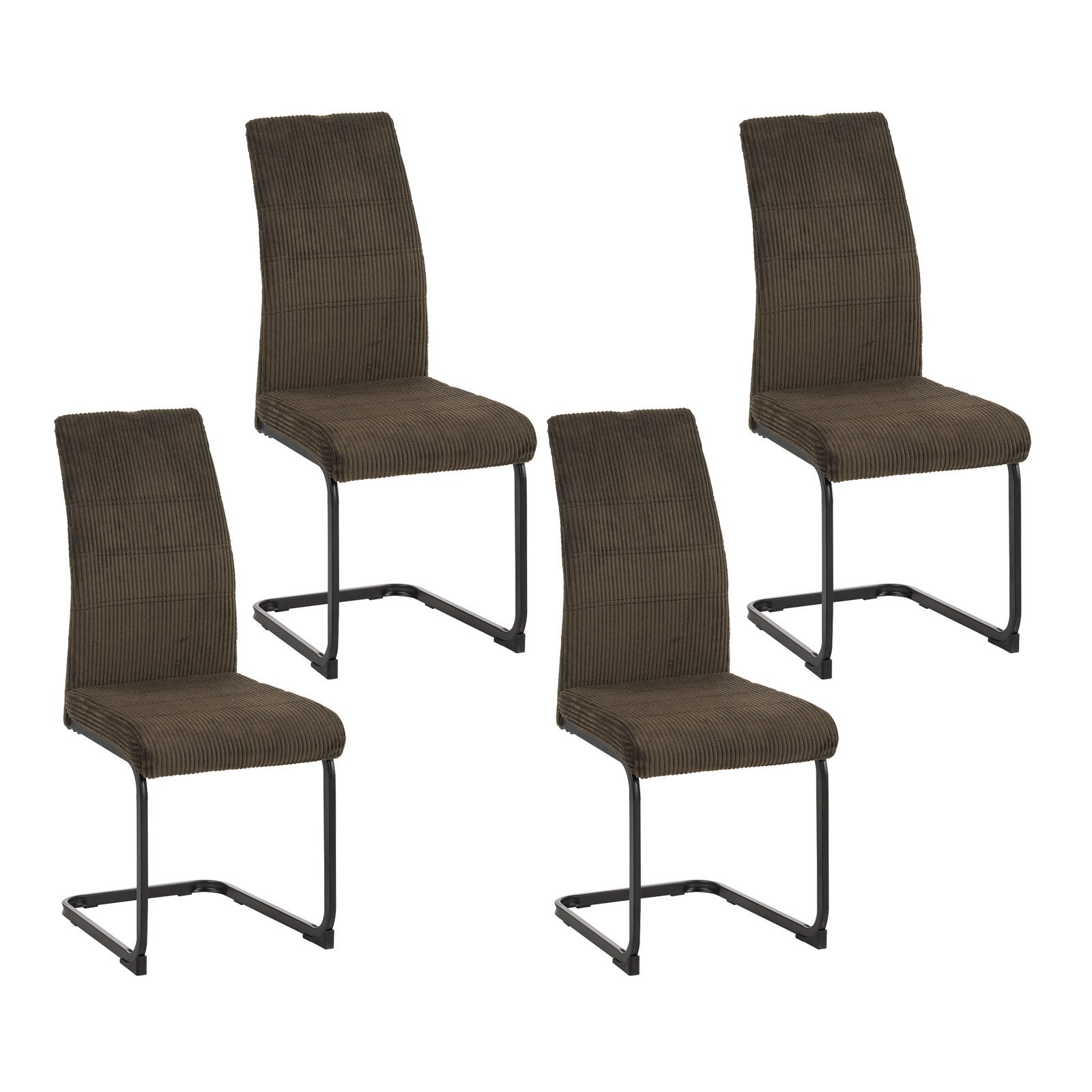 HTI-Living Esszimmerstuhl Schwingstuhl SallyP Cordstoff Braun (Set, 4 St), Esszimmerstuhl mit schwarzem Metall-Kufengestell